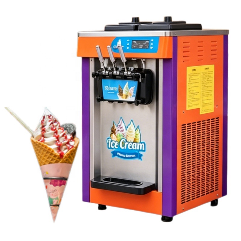 Soft Serve Ice Cream Machine 3 Flavor - Machine à glace molle 3 saveurs,