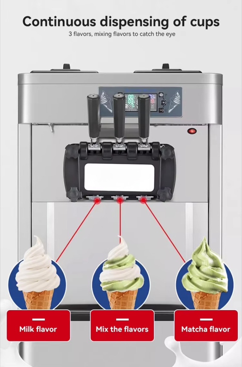Machine à crème glacée automat - Soft Serve Ice Cream Machine 3 Flavor avis et prix