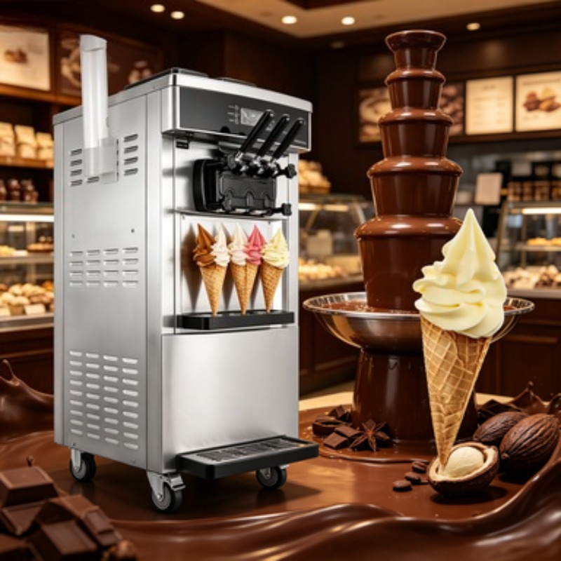 Machine à glaces professionnel - Soft Serve Ice Cream Machine 3 Flavor avis et prix