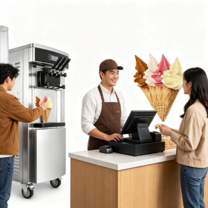 Machine à glaces 20-28L/h, 3 s - Soft Serve Ice Cream Machine 3 Flavor avis et prix